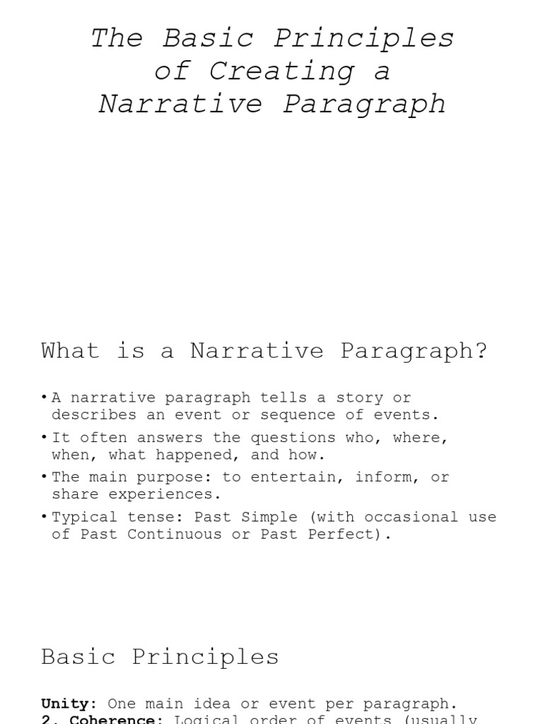 Narrative Paragraph | PDF | Narrative | Linguistics
