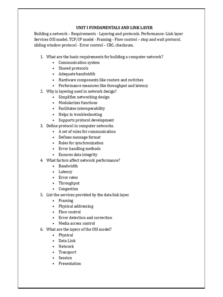 Network Fundamentals and Link Layer | PDF | Transmission Control ...