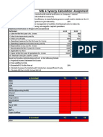 M& A Synergy Calculation: Assignment: A Limited Y1 Y2 Y3