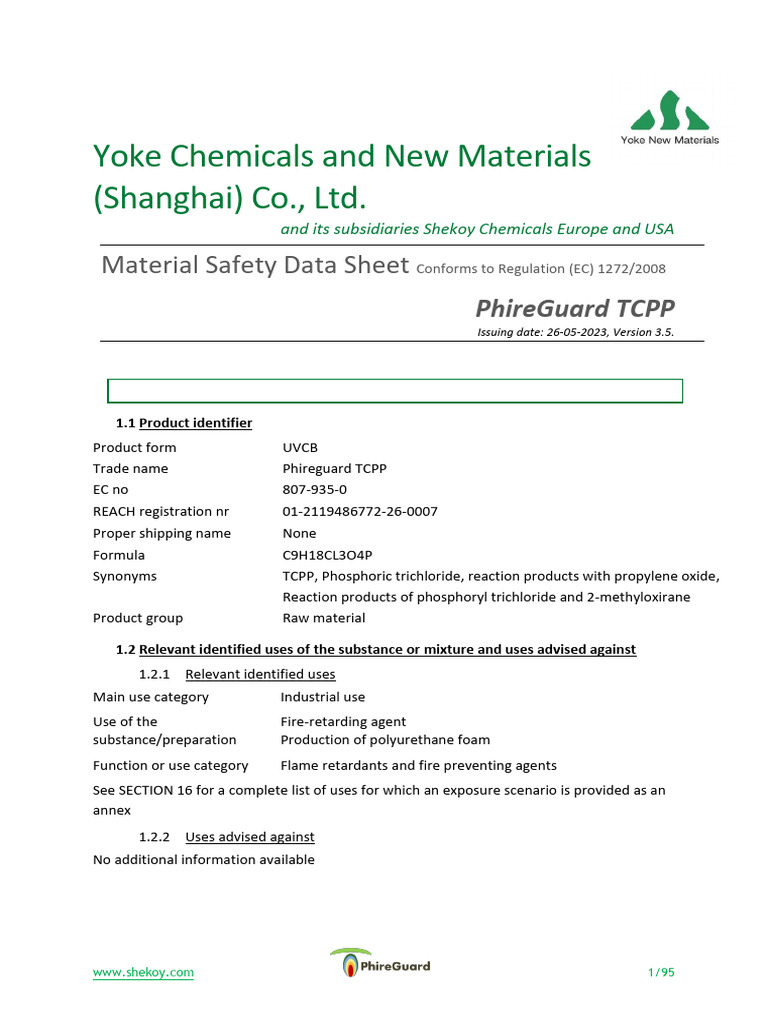 MSDS TCPP v 3.5 | PDF | First Aid | Fires