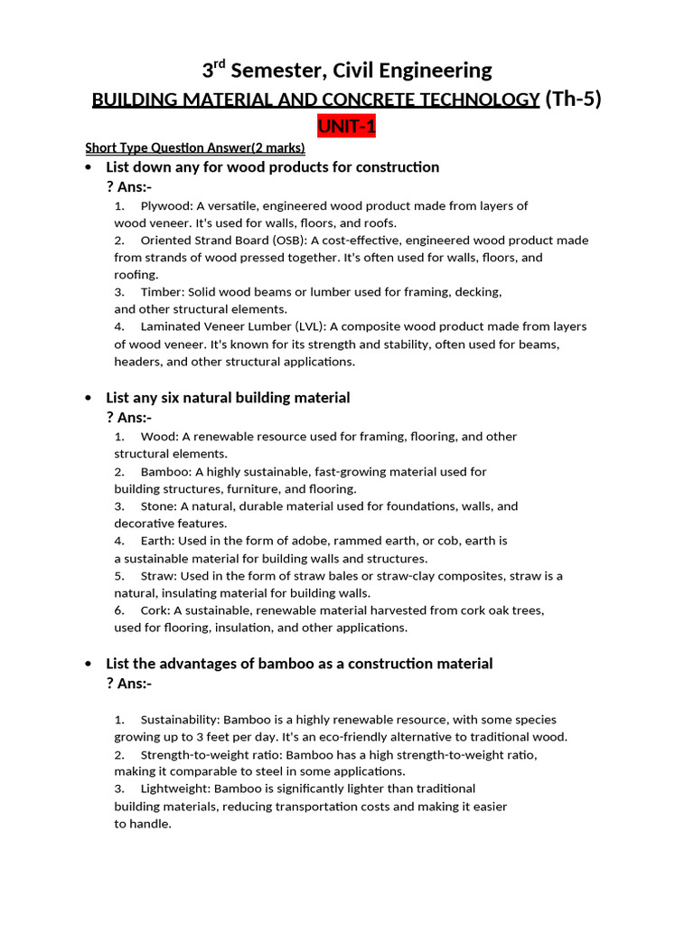Civil Engineering: Building Materials Guide | PDF | Cement | Rock (Geology)