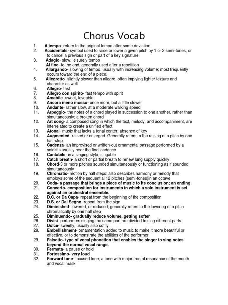 Chorus Vocab 912 PDF Tempo Scale (Music)