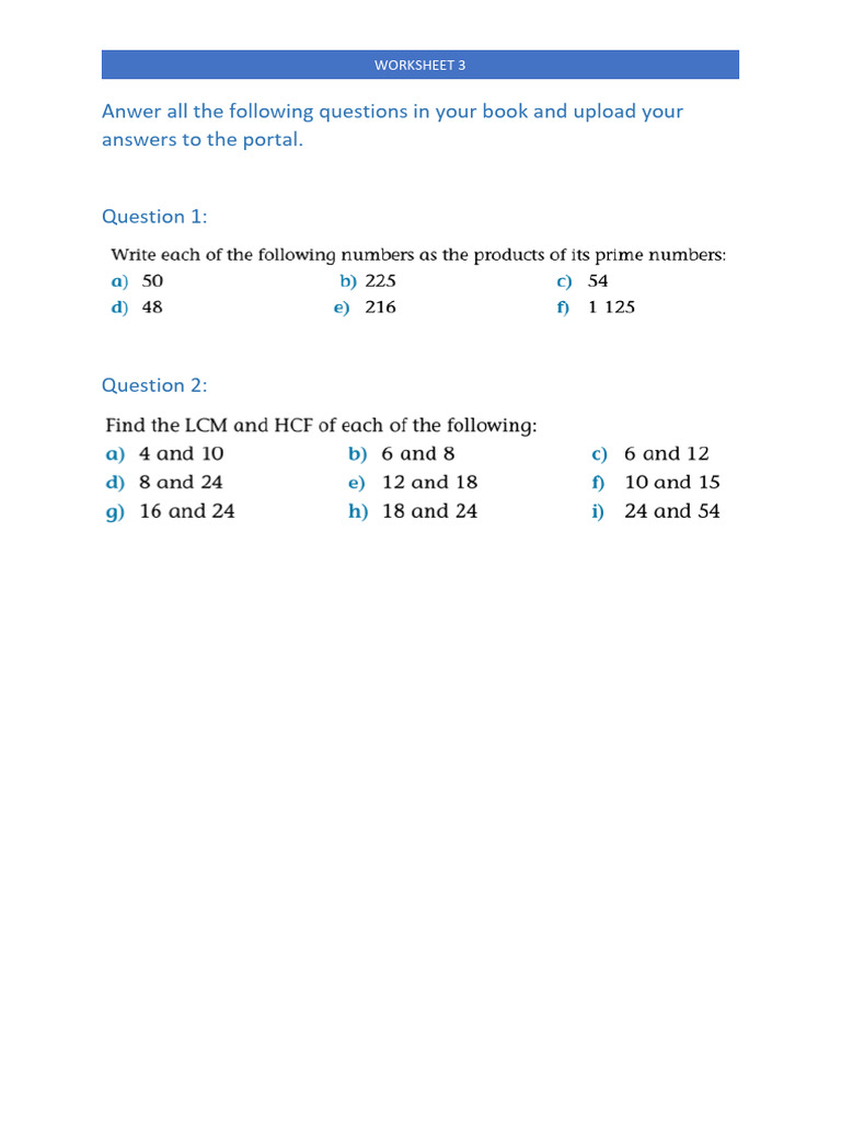 Worksheet 3 | PDF