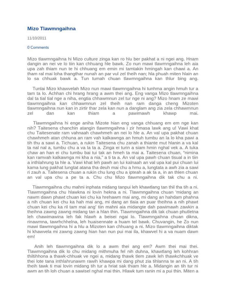 Mizo Tlawmngaihna | PDF