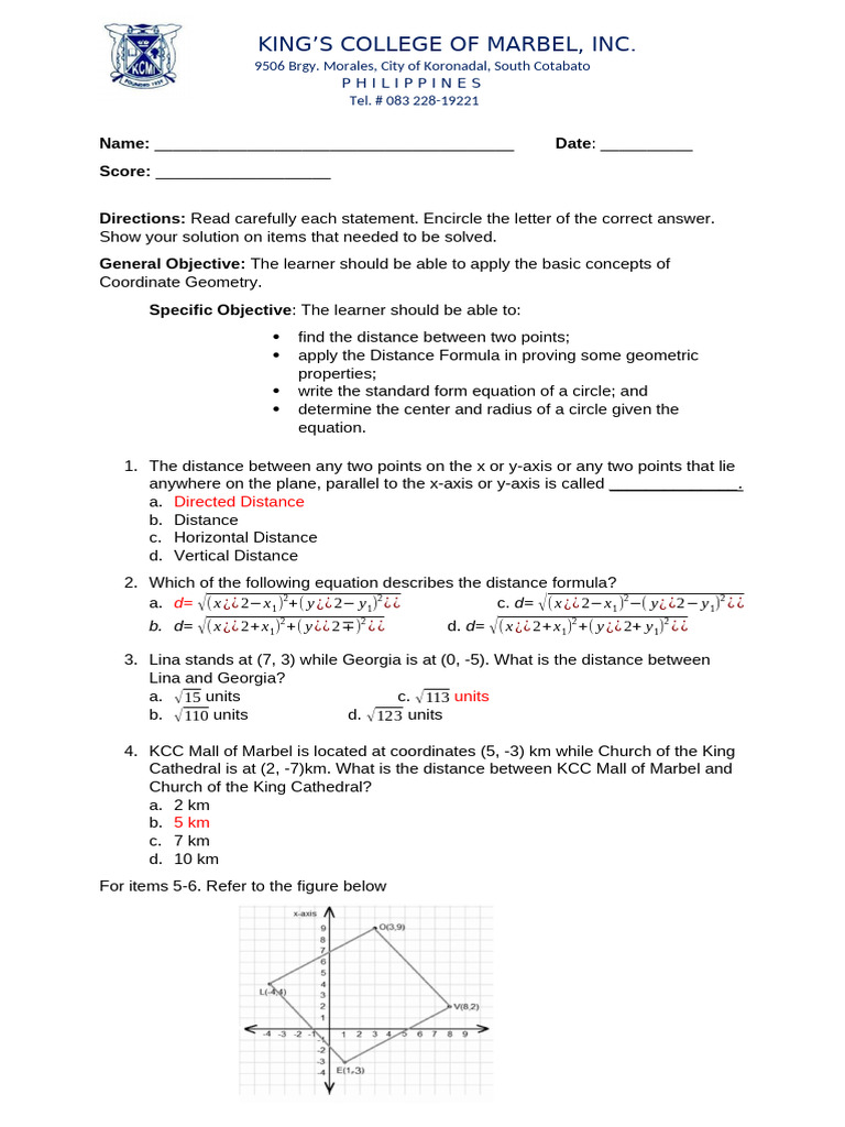Test Items | PDF | Cartesian Coordinate System | Circle