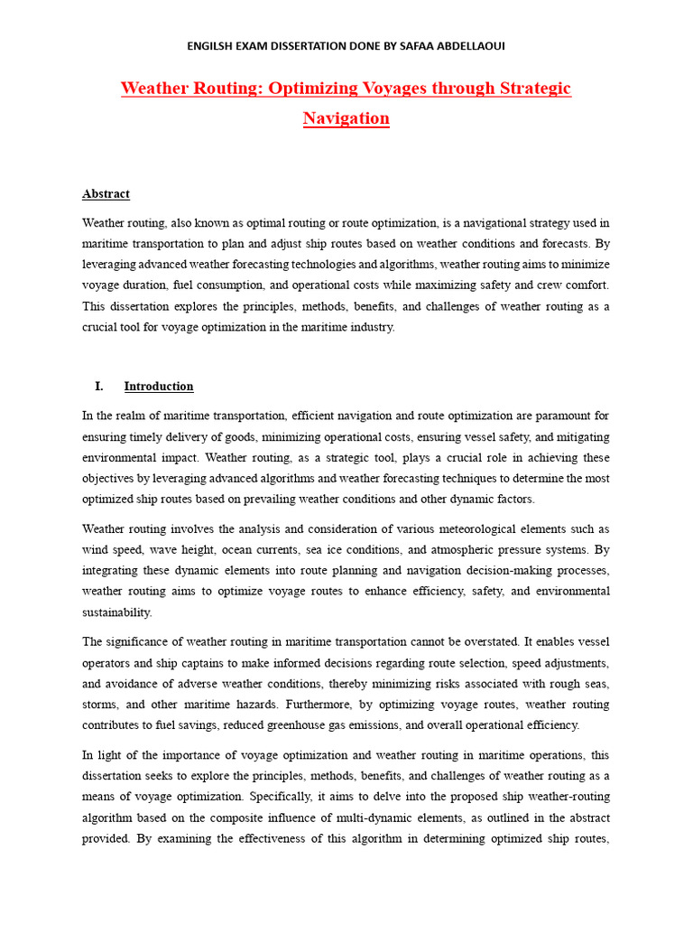 Weather Routing for Voyage Optimization | PDF | Genetic Algorithm ...