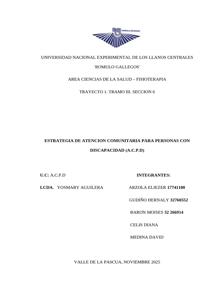 ACPD. TRABAJO 1 | PDF | Invalidez | Terapia física