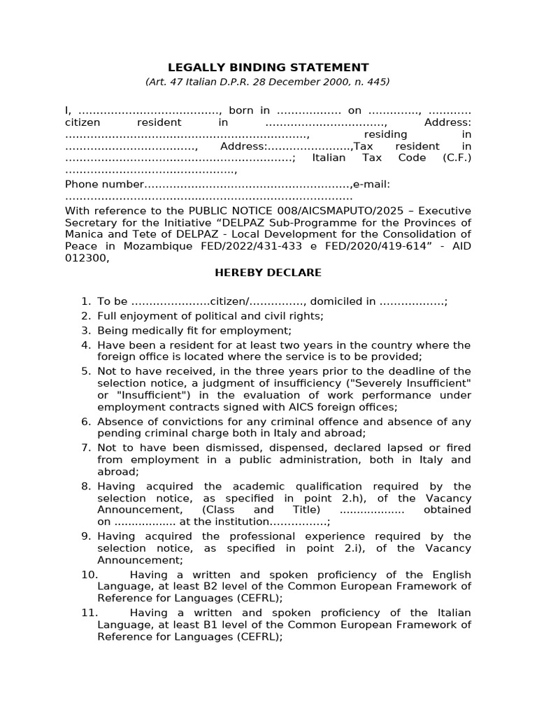 008 Legally Binding Statement Delpaz Rev | PDF | Justice | Crime & Violence