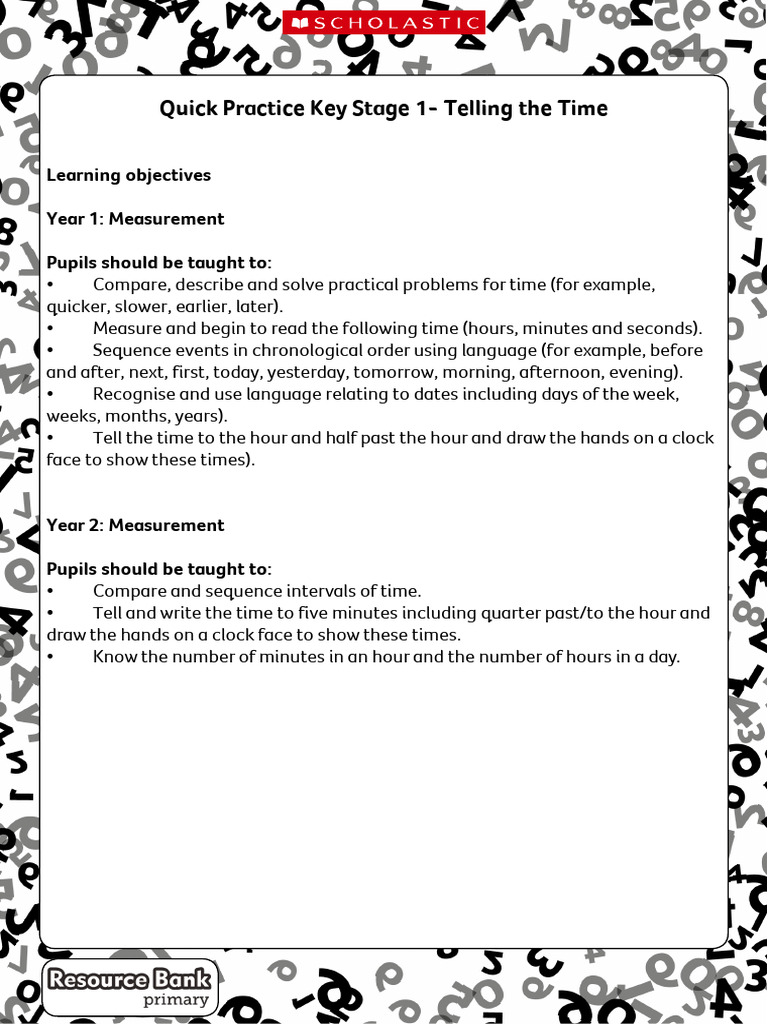KS1 Time Practice Activities | PDF