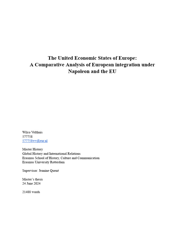 Napoleon vs EU: Economic Integration Analysis | PDF | European Union ...