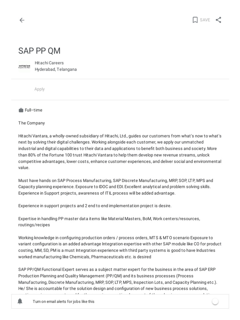 Sap PP QM Jobs - Google Search | PDF