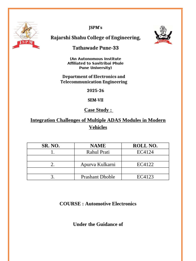 ADAS Integration Challenges in Vehicles | PDF | Computing | Computer ...