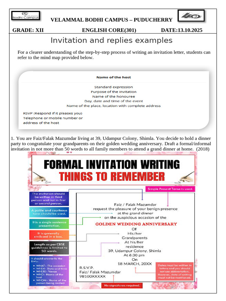 Invitation Letter Writing Guide | PDF | Linguistics