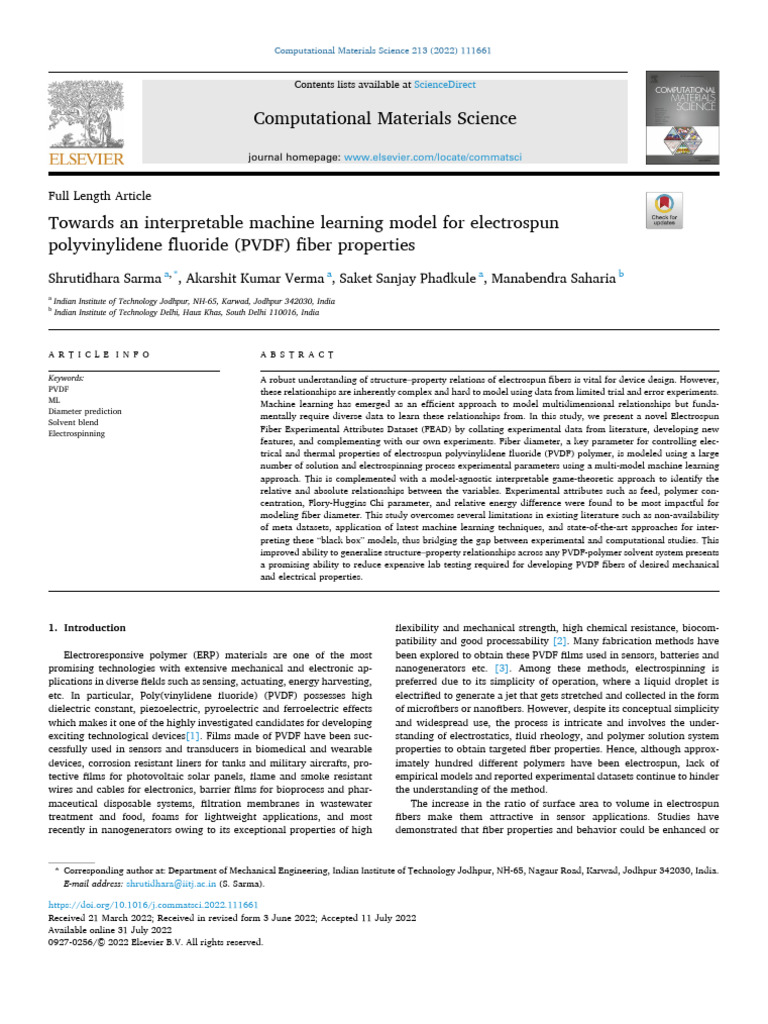 Towards An Interpretable Comp Mat Sci | PDF | Solvent | Polymers