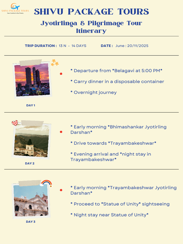Jyotirlinga Pilgrimage Tour Itinerary | PDF