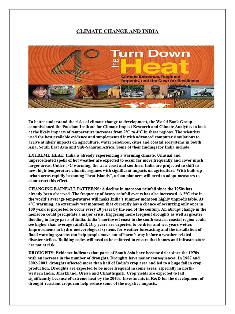 Climate Change Impacts on India | PDF | Climate Change | Drought