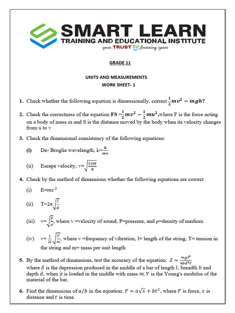 Worksheet 1 | PDF | Acceleration | Velocity