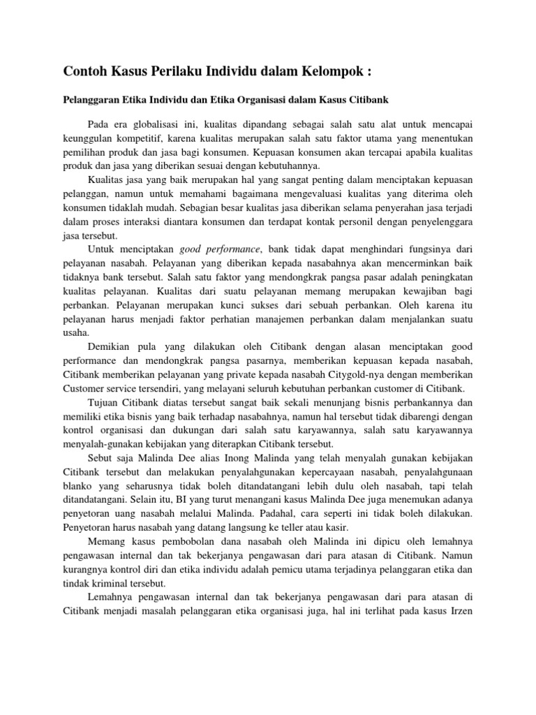 Contoh Kasus Perilaku Individu Dalam Kelompok