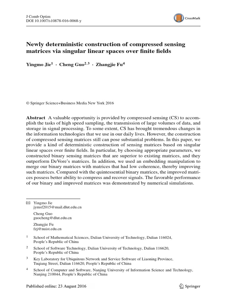Deterministic Compressed Sensing Matrices | PDF | Matrix (Mathematics ...