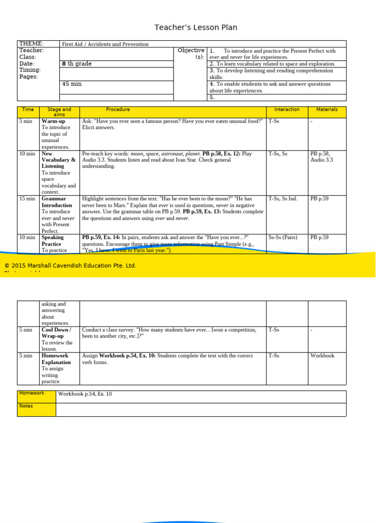 First Aid Lesson Plan for 8th Grade | PDF | Vocabulary | Reading ...