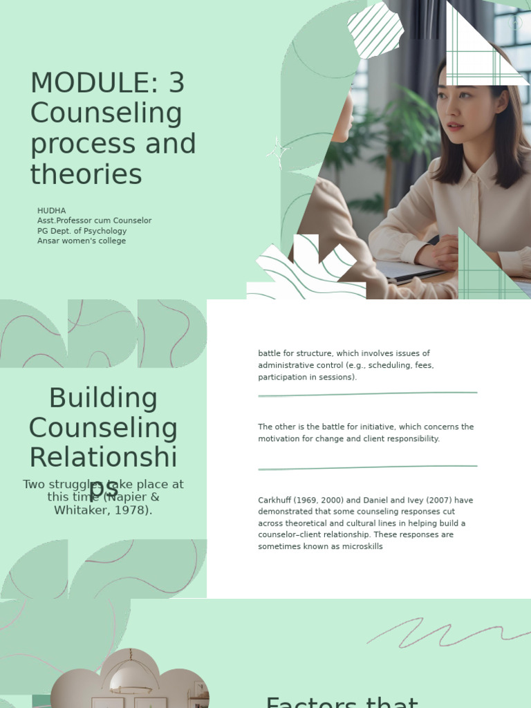 Counseling Process and Theories Overview | PDF | Counseling Psychology ...
