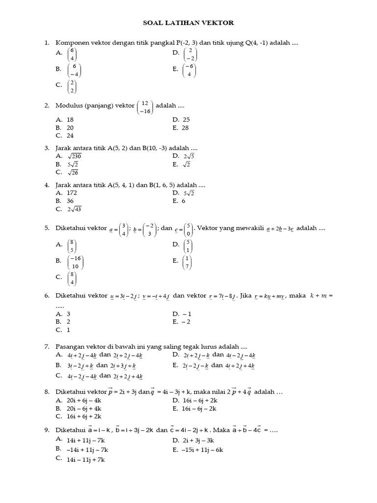 Soal Latihan Vektor Matematika | PDF