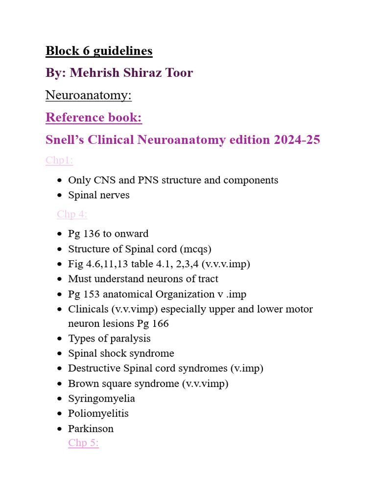 Block 6 Neuro Antomy, Embryo, Histo Guidelines by M - 251106 - 213234 ...
