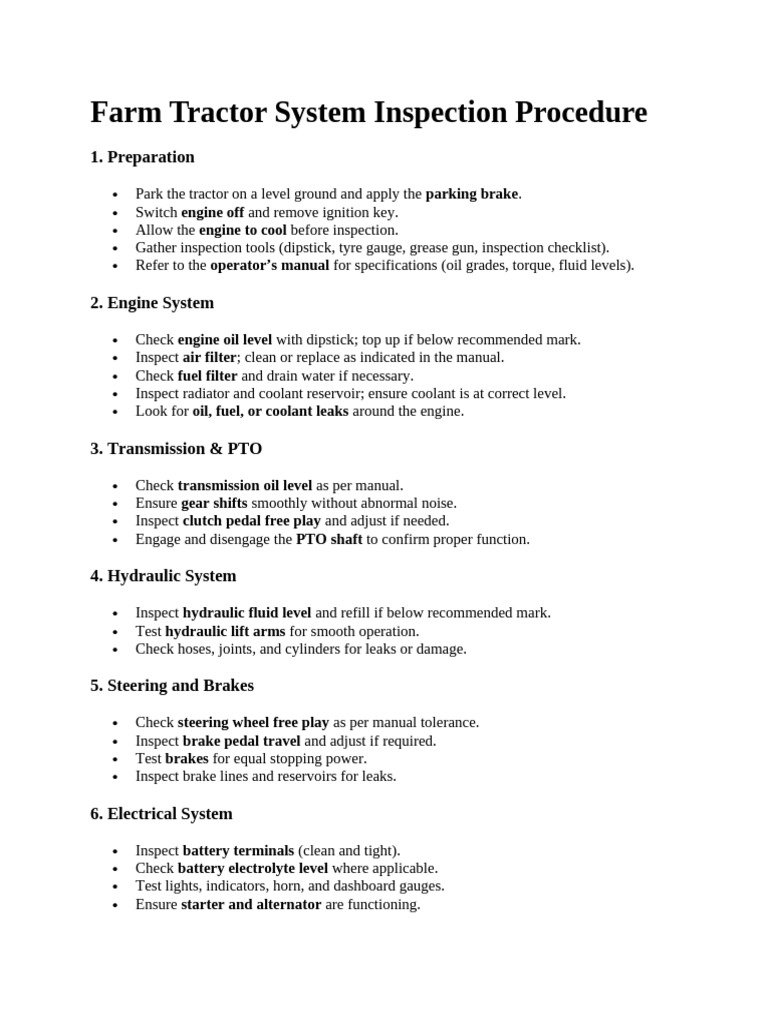 Farm Tractor Inspection Checklist Guide | PDF | Tractor | Manual ...