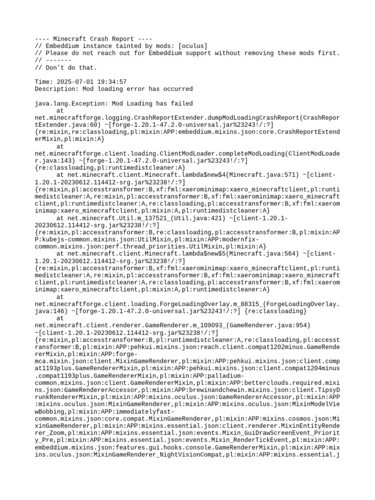Minecraft Mod Loading Error Report | PDF | Computer Architecture ...