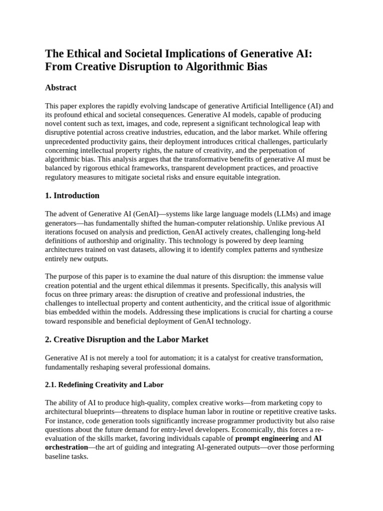 Ethical Impacts of Generative AI | PDF | Artificial Intelligence ...