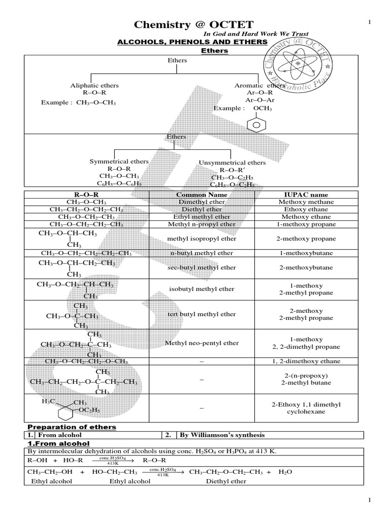 Ethers: Types, Preparation, and Properties | PDF | Ether | Ester