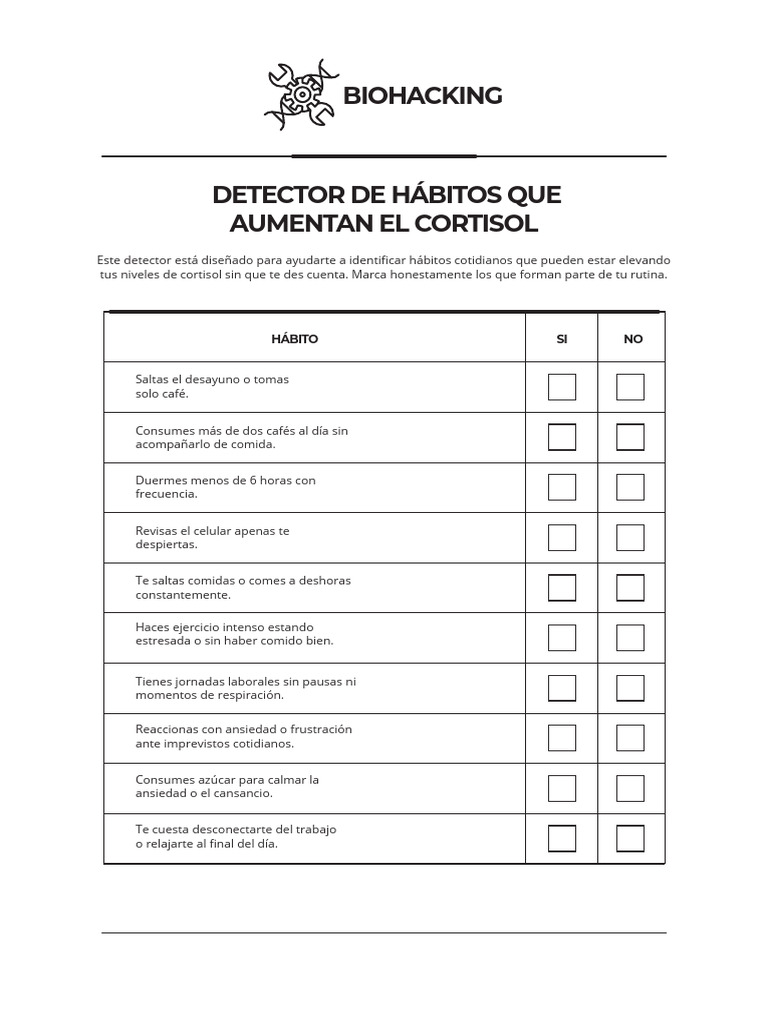 Detector de Habitos Que Aumentan El Cortisol | PDF