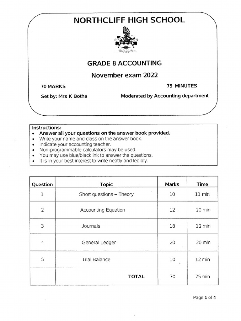 Accounting Grade8 Nov2022 | PDF