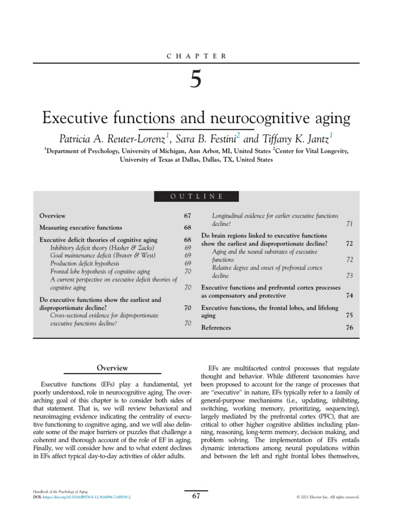 Executive Functions in Cognitive Aging | PDF | Executive Functions ...