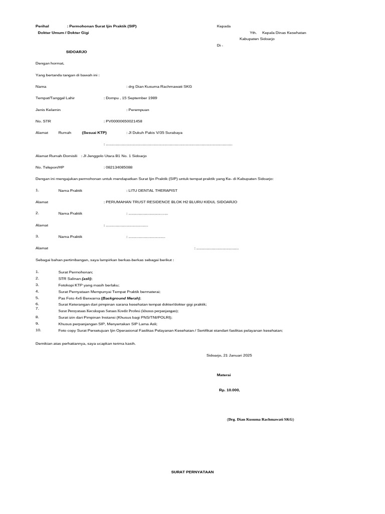 Form Sip Dokter | PDF