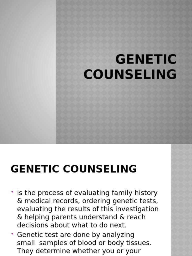 Understanding Genetic Counseling Basics | PDF | Genetic Counseling ...