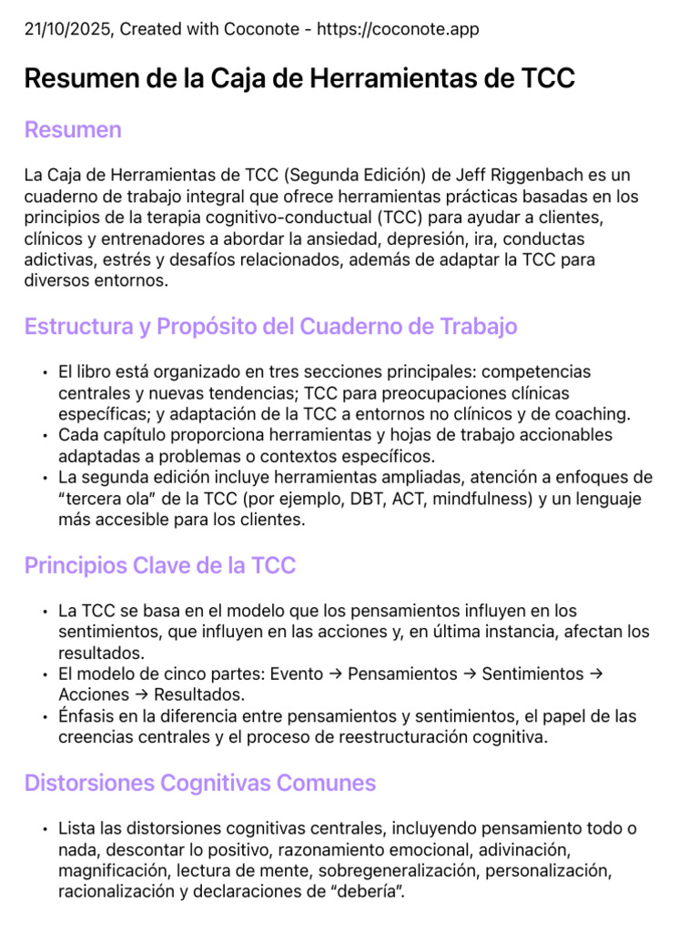 Herramientas Prácticas de TCC | PDF | Terapia de conducta cognitiva ...