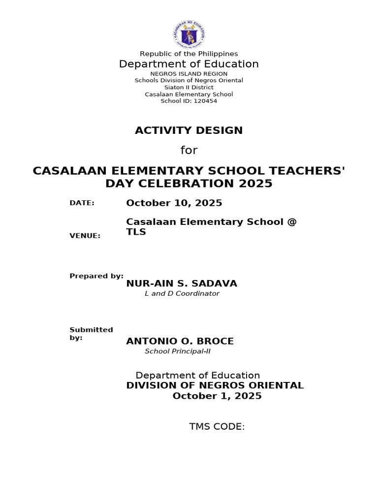 Teachers' Day Celebration 2025 Plan | PDF | Teachers