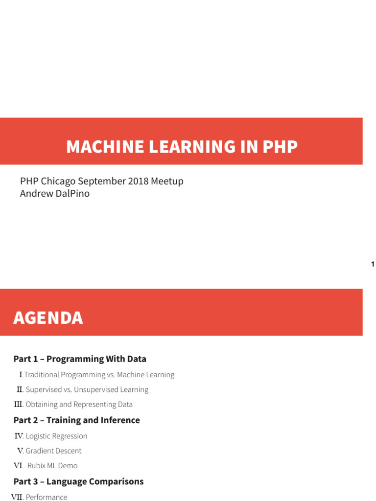Machine Learning in PHP Deck | PDF | Machine Learning | Logistic Regression