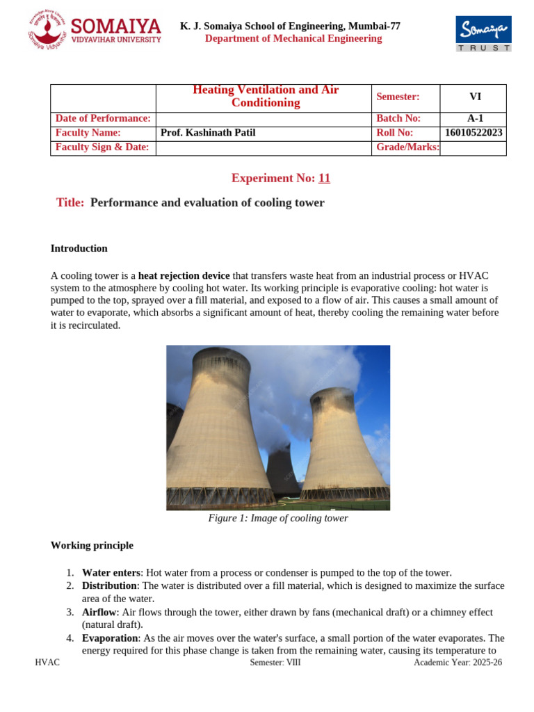 Cooling Tower Performance Evaluation | PDF | Humidity | Water