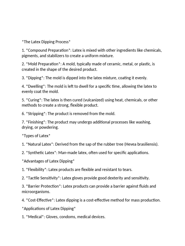 Latex Dipping Process Overview | PDF | Recycling | Natural Rubber