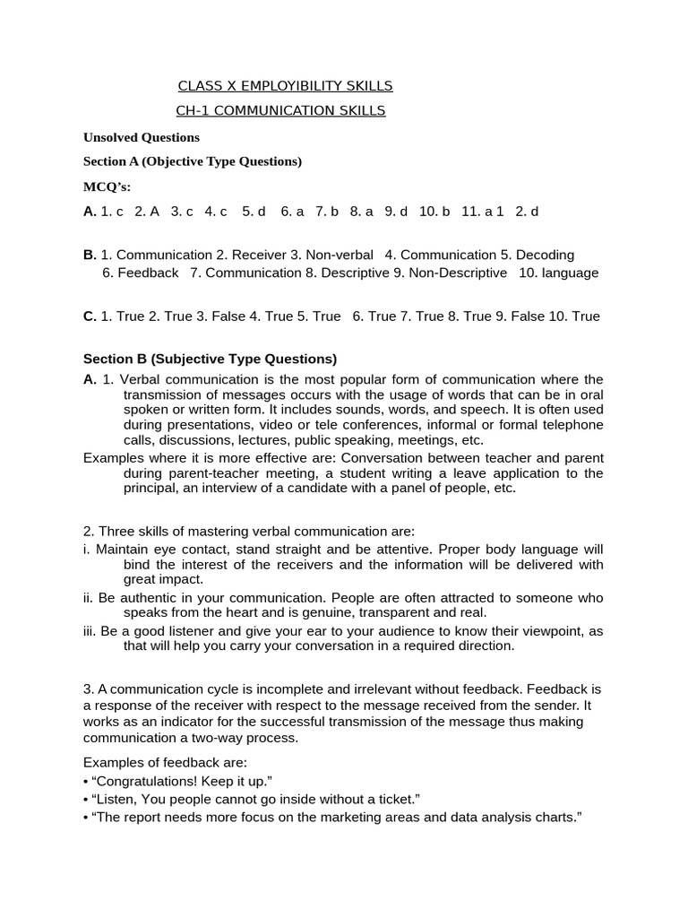 Ch-1 Communication Skills | PDF | Communication | Nonverbal Communication