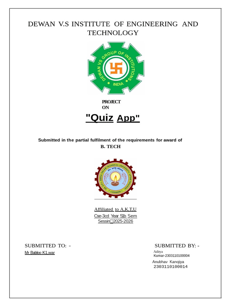 Mini Project Quiz App | PDF | Html | Internet