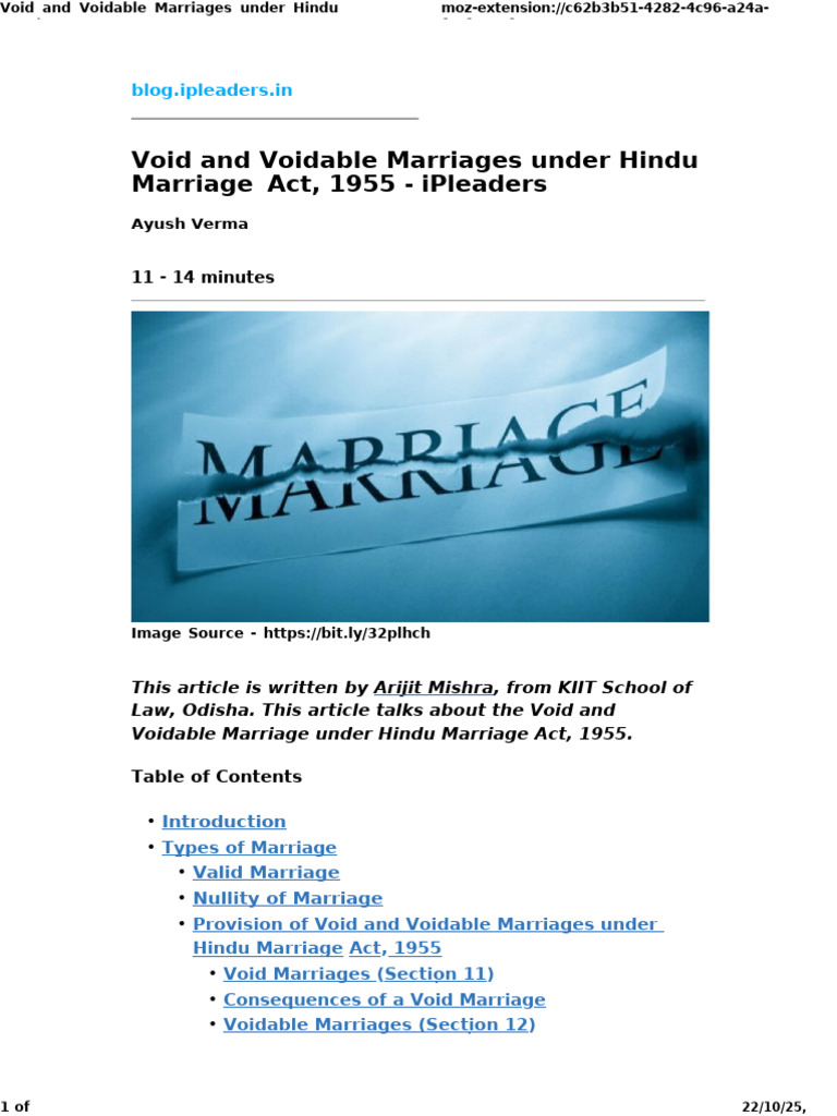 Void and Voidable Marriages in Hindu Law | PDF | Annulment | Marriage