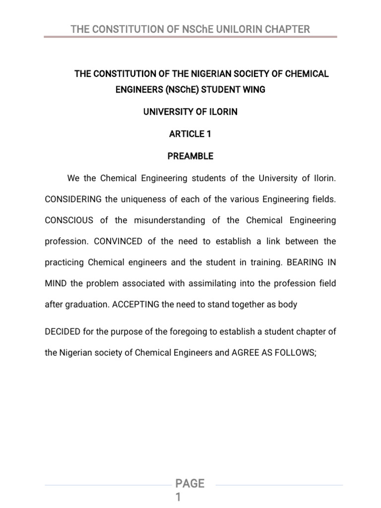 The Constitution of Nsche | PDF