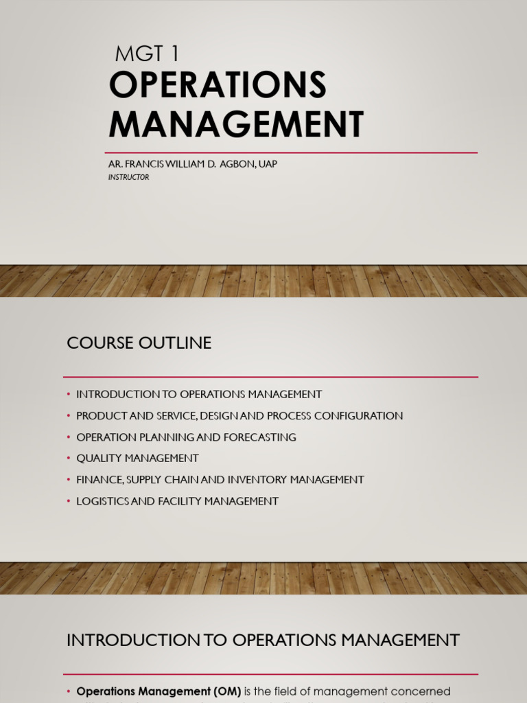 Operations Management Course Overview | PDF | Operations Management ...