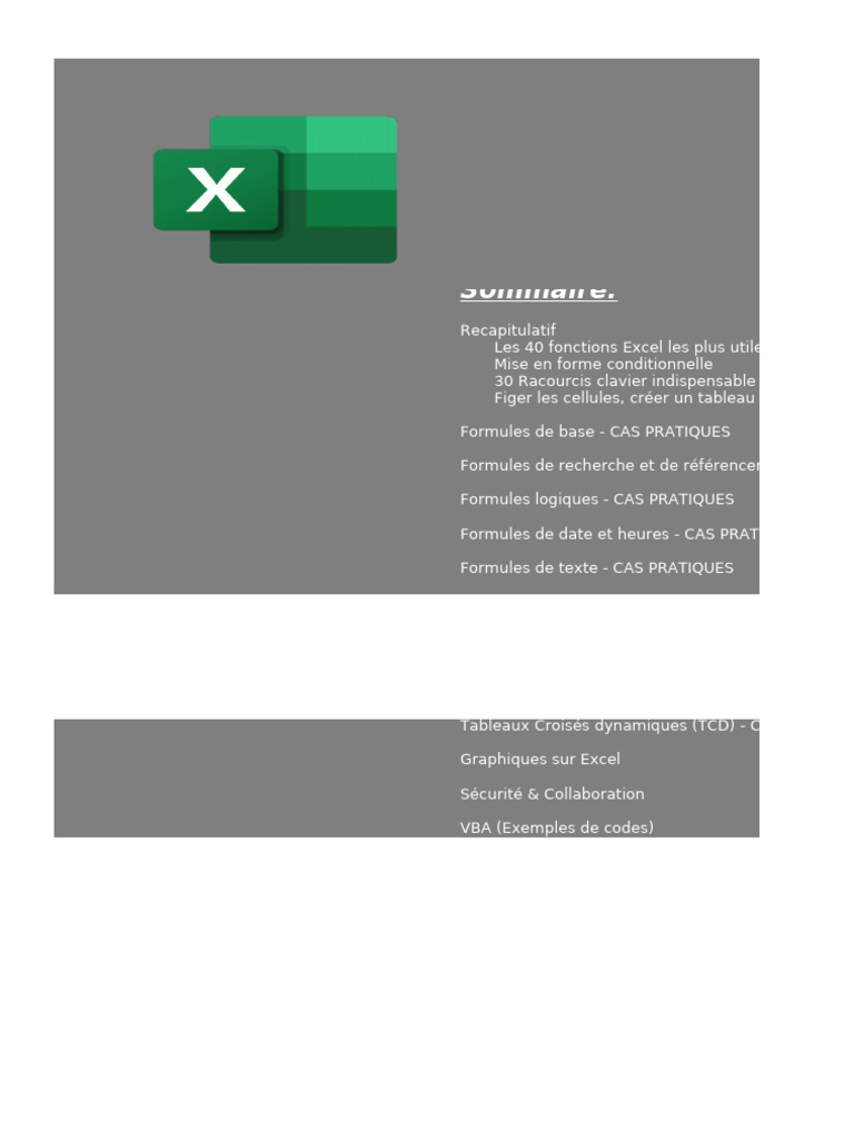 40 Fonctions et Astuces Excel Essentielles | PDF | Microsoft Excel | Fruit