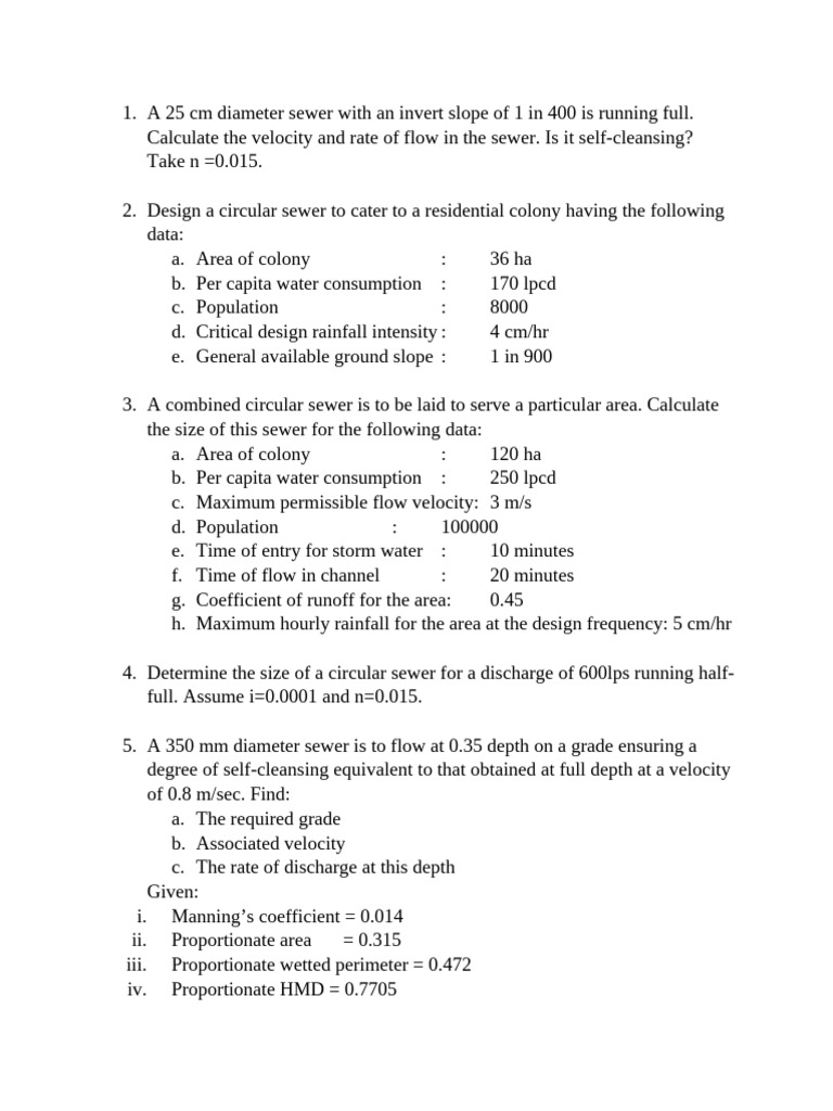 Sewer Design and Flow Calculations | PDF | Discharge (Hydrology ...