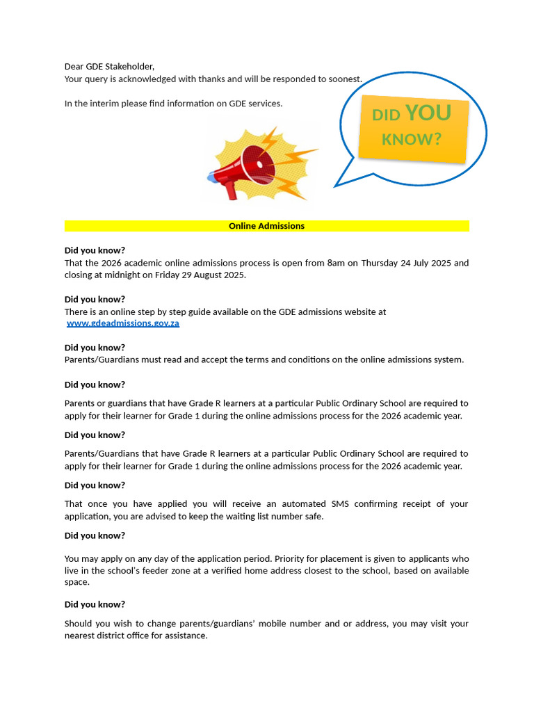 GDE 2026 Online Admissions Guide | PDF | Lease | Landlord