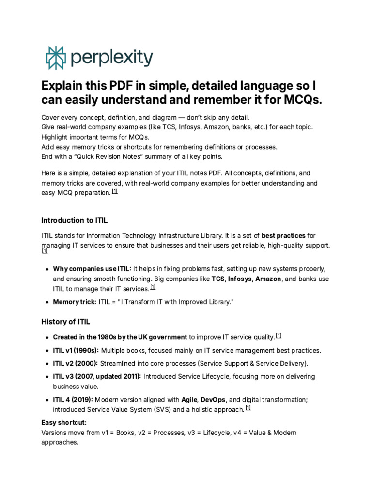 Comprehensive ITIL Notes with Examples | PDF | Incident Management ...